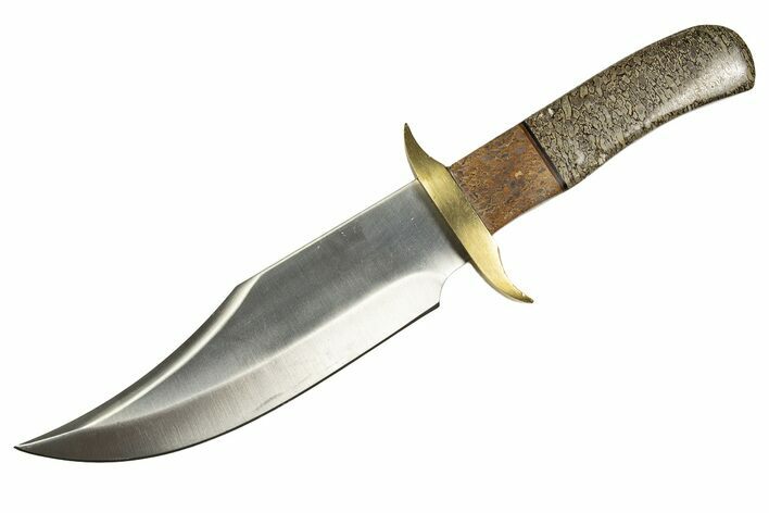 Bowie Knife With Fossil Dinosaur Bone (Gembone) Inlays #327613